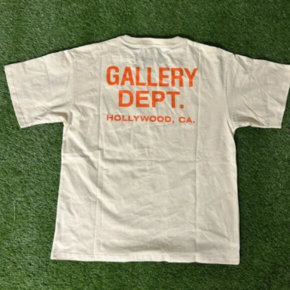 Gallery Dept Beige T-Shirt with Orange Print - Picture 1 of 3